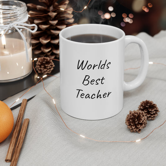 Custom Worlds Best Teacher Ceramic Coffee Cups, 11oz,